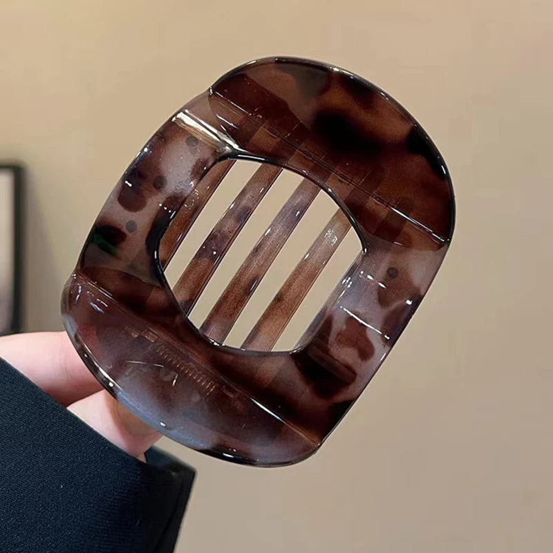 Korean Acetate Leopard Hair Clip – Spring Spoon Top Hair Claw for Women