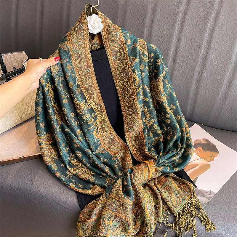 Cashmere-Feel Pashmina Shawl – Women's Warm Winter Scarf Wrap, 70 x 190 cm (27.6 x 74.8 in)