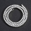 5mm Iced Out Tennis Chain Necklace 20in (50.8cm) Silver Rhinestone Choker