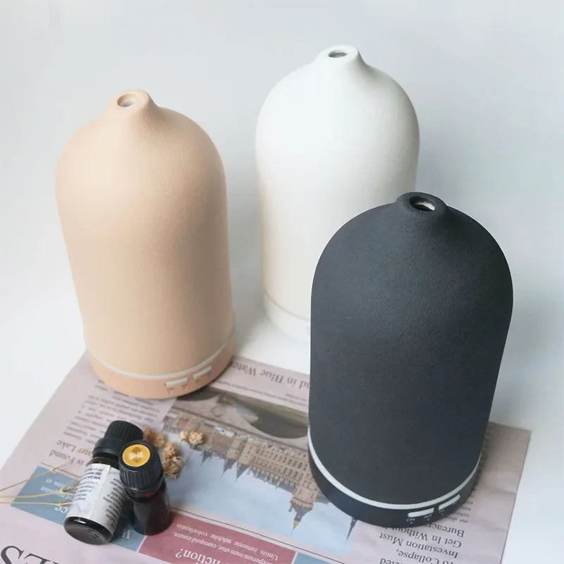 Ceramic Ultrasonic Aromatherapy Diffuser - Cool Mist Humidifier with Timer, Night Light & Auto-Off