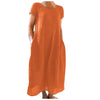 Women's Casual O-Neck Short Sleeve A-Line Ankle-Length Dress, Loose Office Spring/Summer Polyester