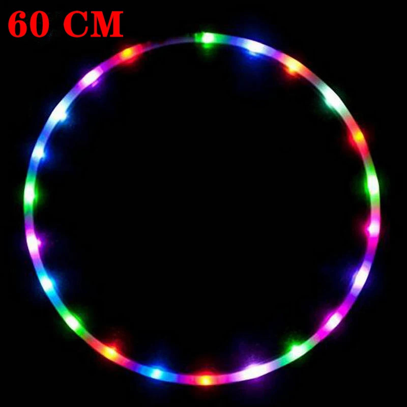 LED Luminous Hula Hoop 60cm (24in) Detachable Fitness Hoop – 14-LED Waist Exercise for Weight Loss