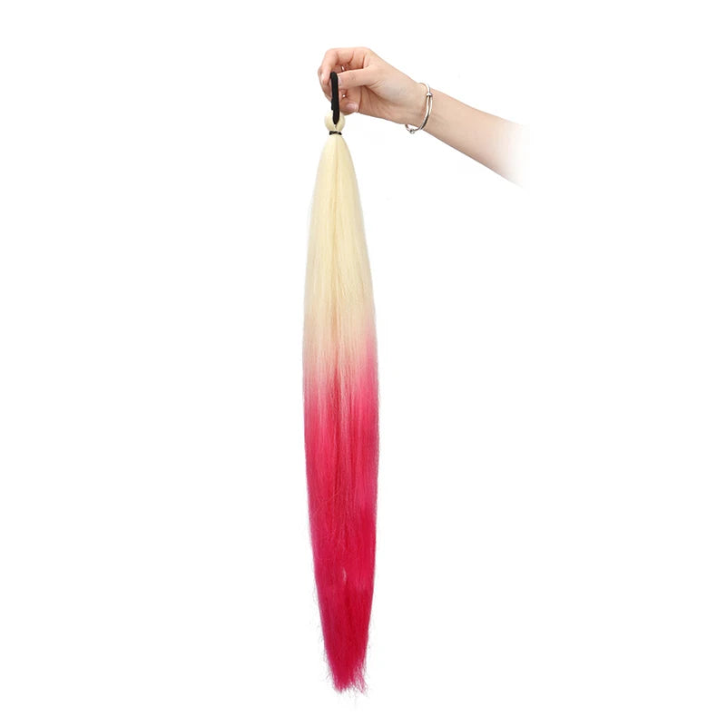 WIGSIN 26-Inch (66 cm) Synthetic Ponytail Extension – Long Yaki Straight Ombre with Elastic Tie