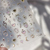 Gold Snowflake & Snowman 3D Self-Adhesive Christmas Nail Stickers with Rhinestones, 10.3 x 8 cm (4.06 x 3.15 in) Sheet