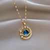 Unisex Pendant Necklace for Couples – Zinc Alloy Chain with Rhinestone Accent for Daily & Party Wear