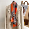 Women's Silk-Feel Printed Long Narrow Scarf 12 x 148 cm (4.7 x 58.3 in) - 50+ Colors | Headband & Shawl