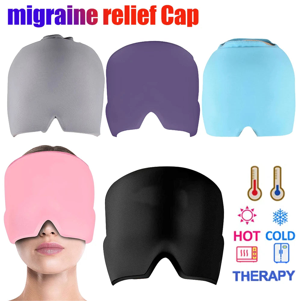 Reusable Gel Migraine Relief Cap – Cold Compress Head Wrap for Headaches, Sinus Pressure & Puffy Eyes (Fits 17.7–23.6 in / 45–60 cm)