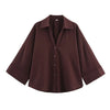 HipSeam Women's Linen-Blend Wide-Sleeve Blouse Asymmetric Hem Button-Front Johnny Collar