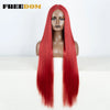 38-Inch (96.5 cm) Straight Synthetic Lace Front Wig – 13x6 Deep Part Ombre Brown-Red-Blonde Highlights for Women, Cosplay