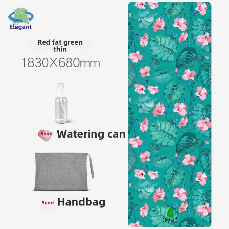 Suede Chamois Yoga Mat 183 x 68 cm (72 x 26.8 in) - Portable Foldable Non‑Slip Exercise Mat for Yoga, Dance & Jump Rope