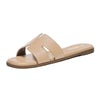 Women's Dressy Flat Slip-On PU Slide Sandals Comfortable Square Toe