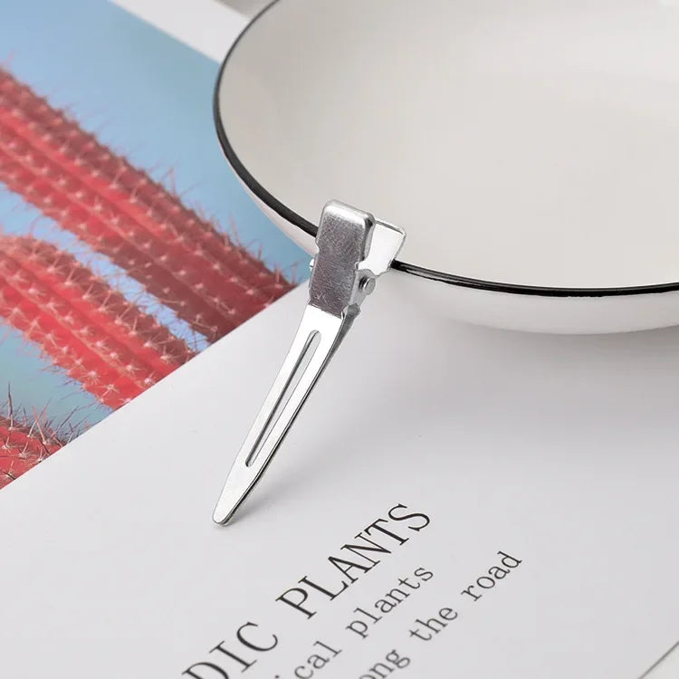 10-Pack No‑Bend Toothless Tip Hair Clips – Salon Non‑Crease Metal Hairpins for Styling & Makeup (Silver)