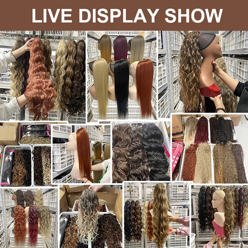 Long Ombre Blonde Synthetic Clip-In Braided Wavy Ponytail Hairpiece — Black to Brown Hair Extension