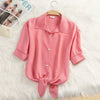 Women's Chiffon Short Sleeve Blouse Lightweight Summer Casual Office Shirt - White