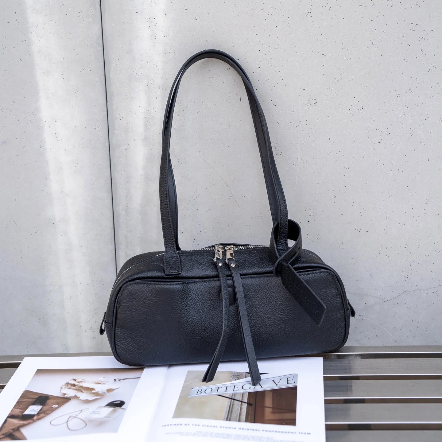 Women's Top-Grain Genuine Leather Hobo Shoulder Bag, Large Vintage Bowling Tote for Office and Everyday