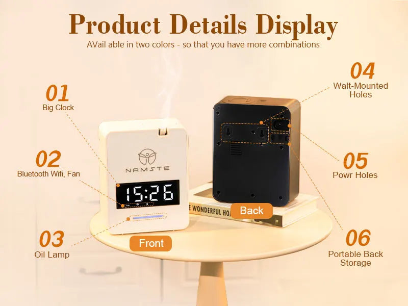 NAMSTE 300ml Wi‑Fi & Bluetooth Aromatherapy Diffuser Air Purifier — 8W, 500–1000 m³ Coverage, Wall‑Mount or Tabletop