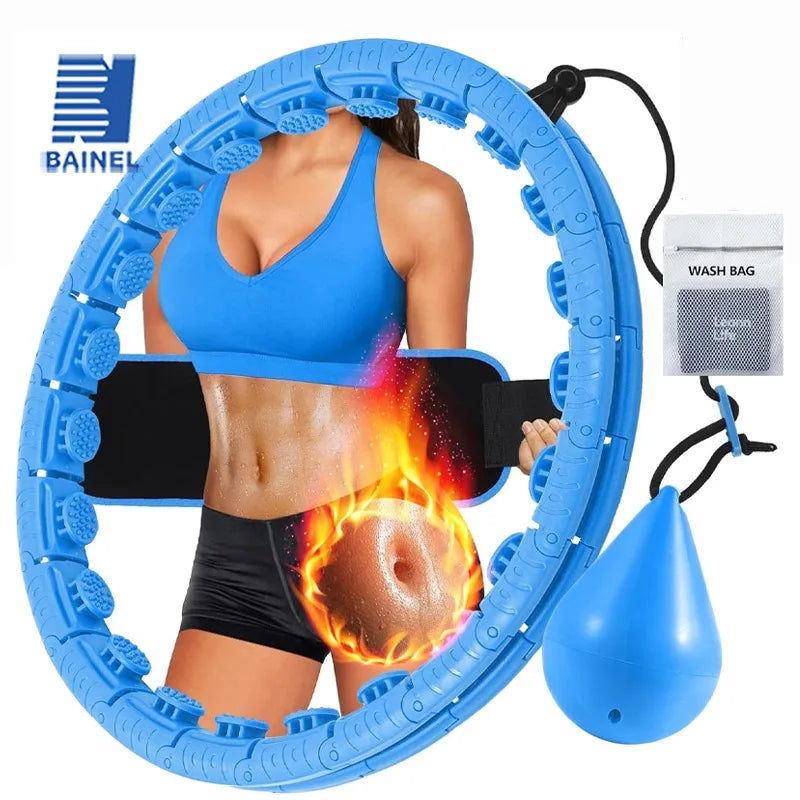 Adjustable Weighted Hula Hoop - 24-Segment Fitness Hoop with Silicone Gravity Ball, Fits up to 47 in (120 cm) Waist, Silent Massage Rollers for Home Workout