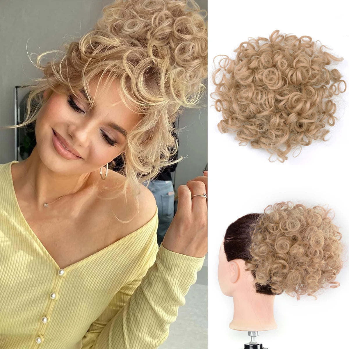 Chorliss 10-Inch (25 cm) Curly Claw Clip-In Ponytail Hair Extension – Fluffy Messy Chignon Bun, ~50 g