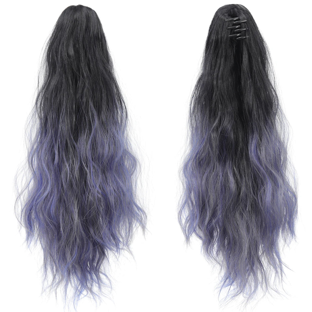 18-Inch (46 cm) Clip-In Water Ripple Ponytail Extension - Synthetic Gradient Multicolor, Heat-Resistant