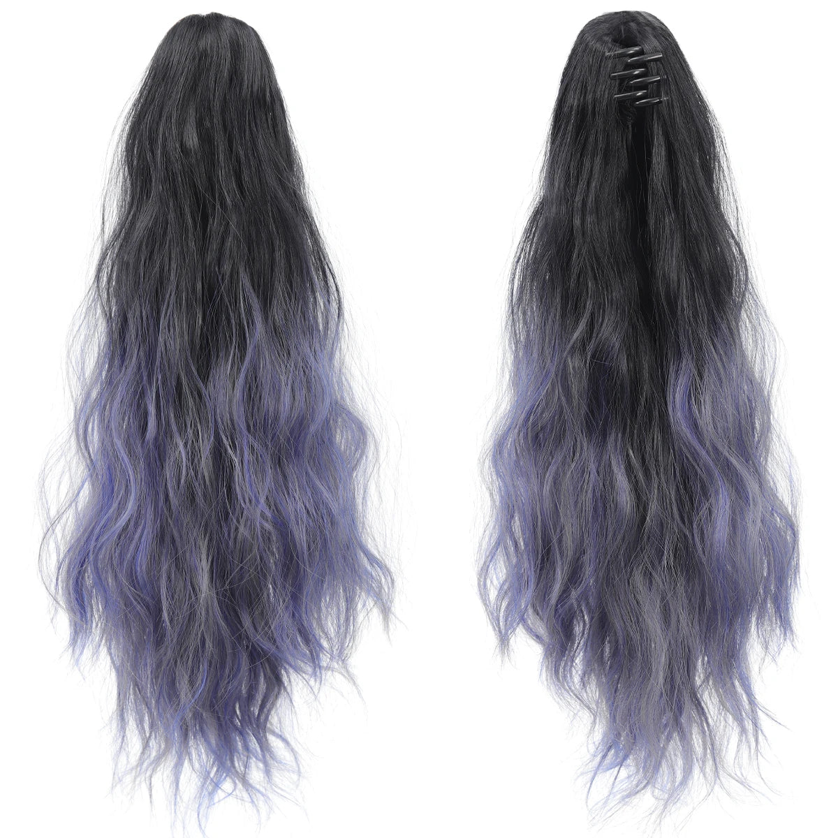 18-Inch (46 cm) Clip-In Water Ripple Ponytail Extension - Synthetic Gradient Multicolor, Heat-Resistant