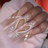 24pc Christmas Press-On Nails Set Medium Long Snowman Santa Snowflake Square Tips