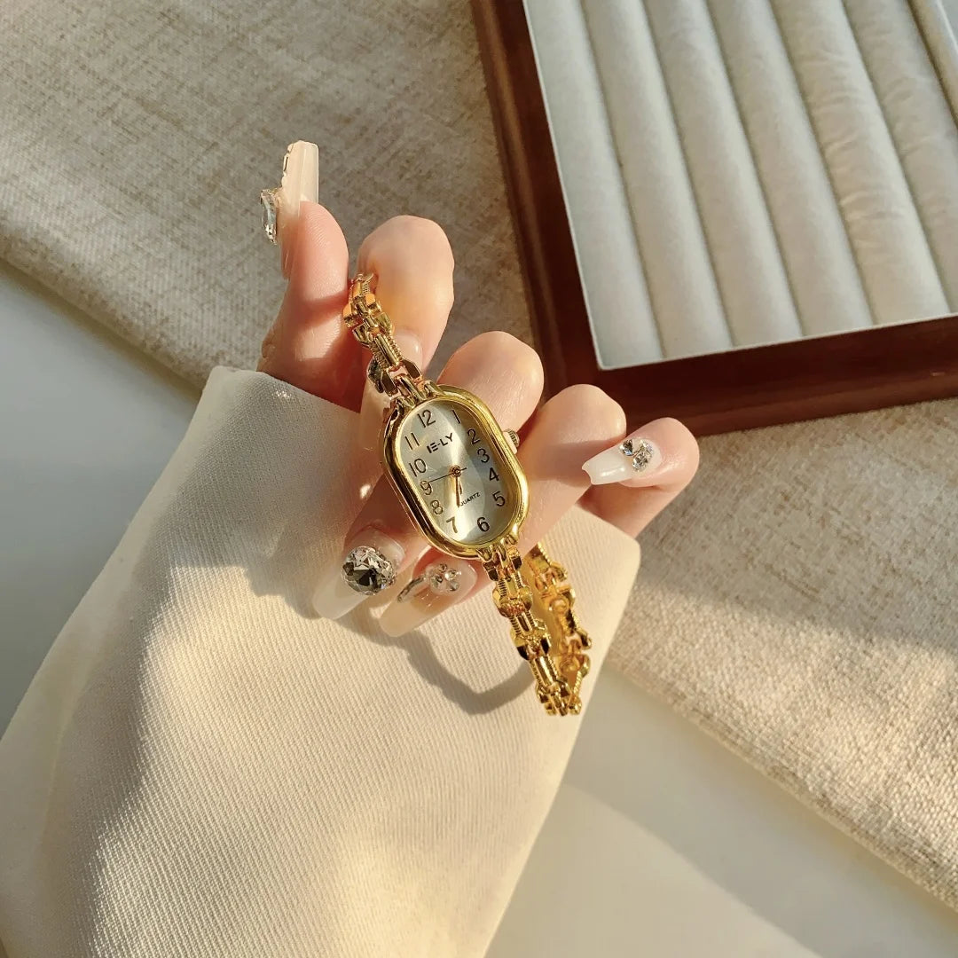 KCALOE Women's Gold Bracelet Watch – Elegant Rectangular Luxury Analog Wristwatch