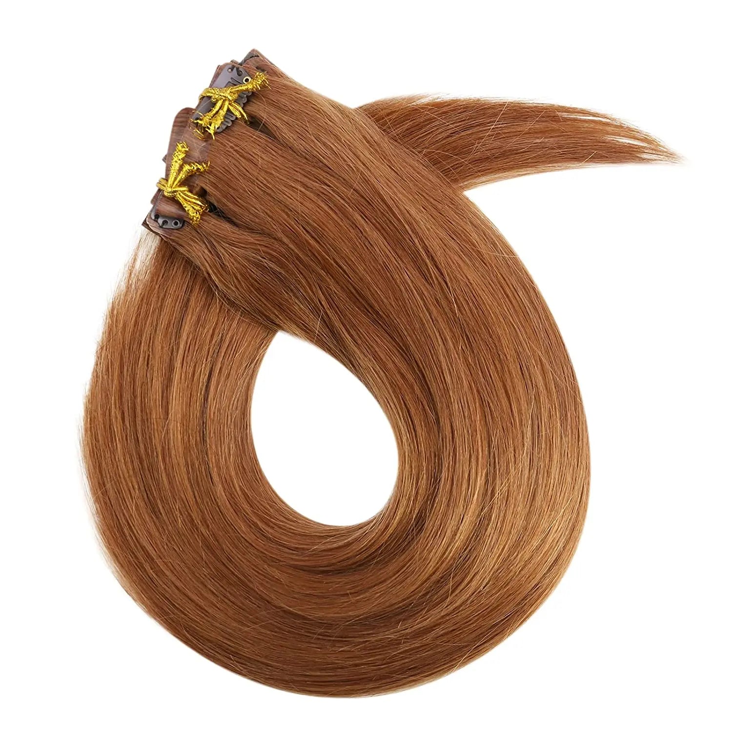 Full Shine Ombre Blonde Remy Clip-In Hair Extensions — 8-Piece Set, 16–22 in (40–56 cm) Seamless PU Weft