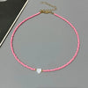 Shell Heart Choker Necklace with Colorful Glass Beads Adjustable 34+10cm (13.4+3.9in) Spring Summer Fashion Gift for Friend