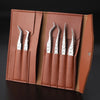 6-Piece Precision Eyelash Tweezers Set for Beginners – Individual & Strip Lash Extensions with Storage Bag