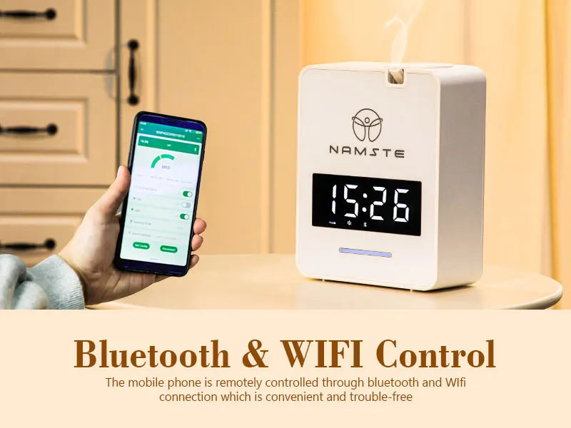 NAMSTE 300ml Wi‑Fi & Bluetooth Aromatherapy Diffuser Air Purifier — 8W, 500–1000 m³ Coverage, Wall‑Mount or Tabletop