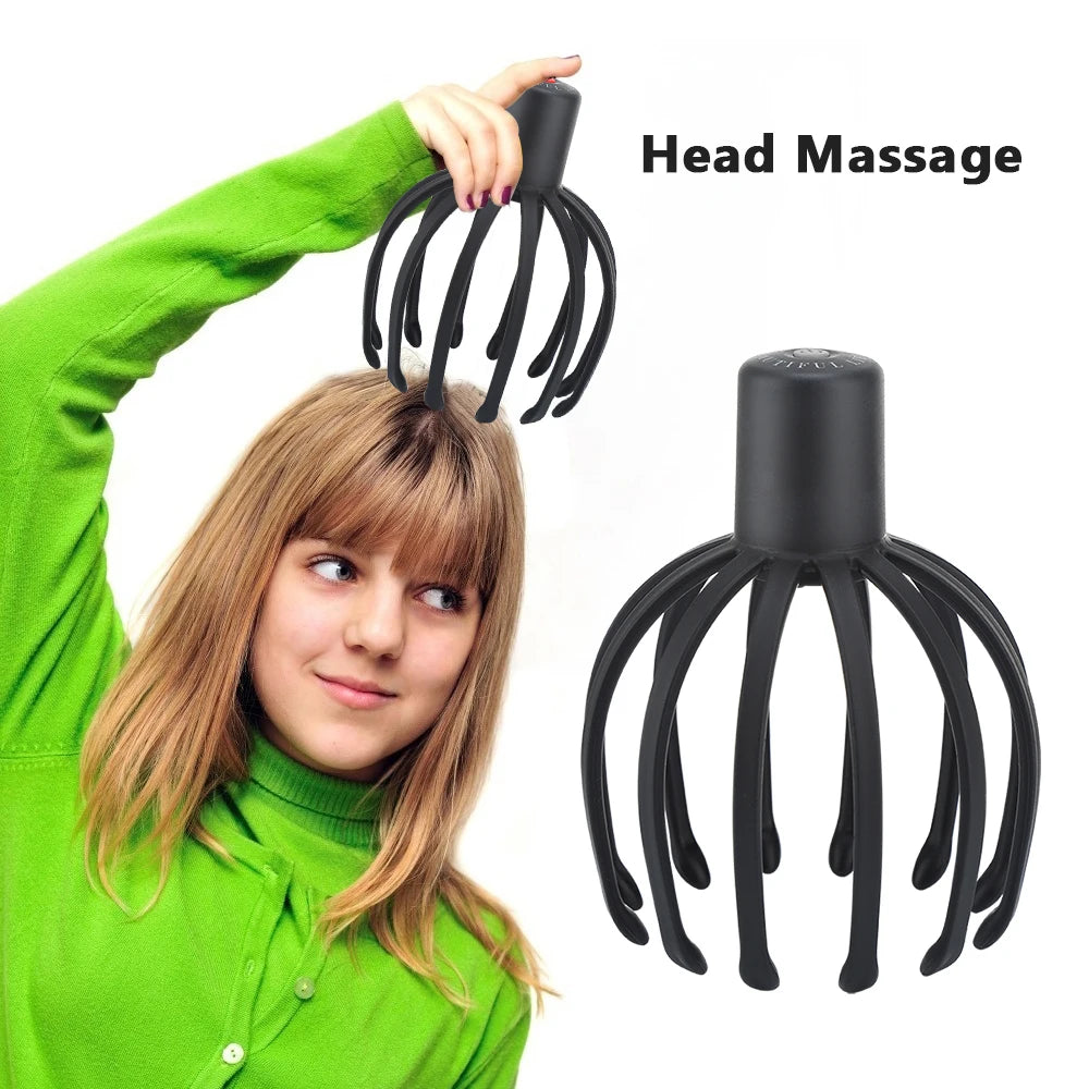USB Rechargeable 3-Speed 3D Octopus Scalp Massager — Hands-Free Electric Head Scratcher for Stress Relief & Hair Stimulation