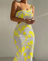 Ombre One-Shoulder Tie-Dye Ribbed Bodycon Midi Dress for Women — Sleeveless Cutout