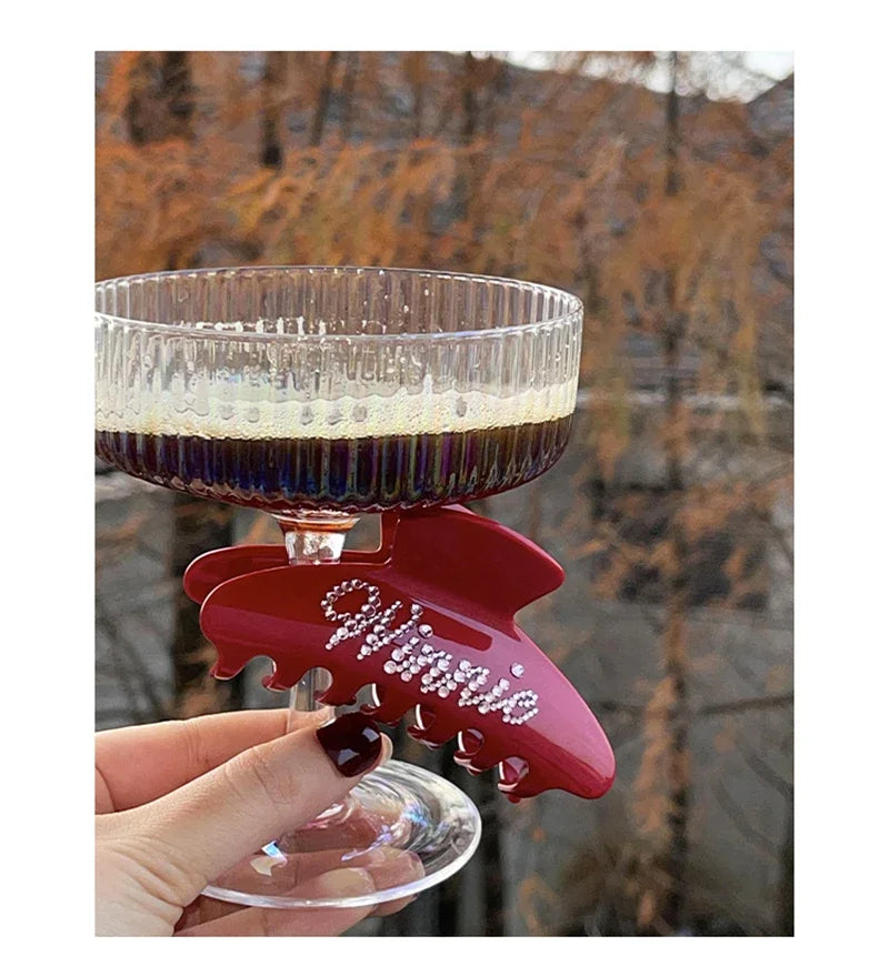 Personalized Letter Hair Clip - Handmade Custom Name Hair Claw Barrette with Rhinestones, 10cm x 4cm (3.94 in x 1.57 in)