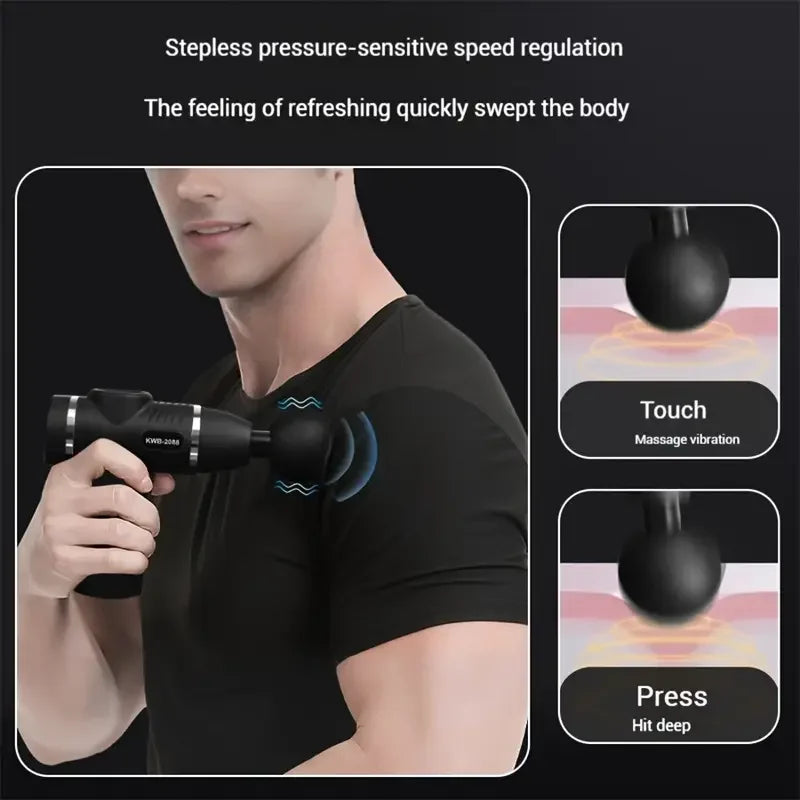 Mini Percussion Massage Gun - Portable Fascia & Deep Tissue Muscle Massager, USB Rechargeable, 12 Replaceable Heads, LED Touchscreen