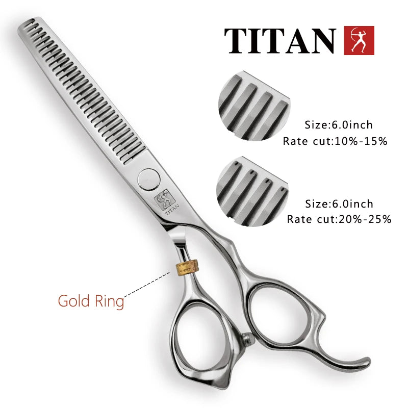 TITAN 3D Professional Barber Hairdressing Shears 6.0 in (15 cm) Japan 440C Stainless Steel