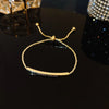 Adjustable 18K Gold-Plated Bracelet with Square Zircon and Rhinestones, Heart Chain for Women