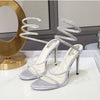 Snake Wrap Rhinestone Gladiator High Heel Sandals for Women Party Prom Evening Shoes