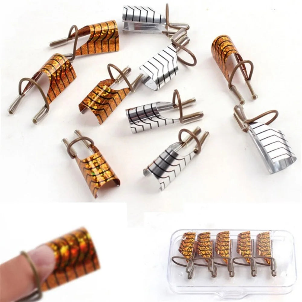 10-Pack Reusable Aluminum Nail Extension Forms - Nail Art Builder Stencils for Manicure Tips (4 x 2 cm / 1.6 x 0.79 in)