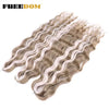 Synthetic Braiding Hair Extensions 24 in (60 cm) Loose Deep Wave Ombre Brown Rainbow Twist Crochet 3-Pack