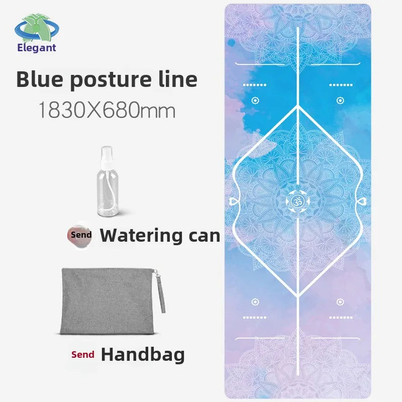 Suede Chamois Yoga Mat 183 x 68 cm (72 x 26.8 in) - Portable Foldable Non‑Slip Exercise Mat for Yoga, Dance & Jump Rope