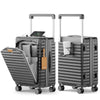 20-Inch Front-Opening Carry-On Luggage with Cup Holder, TSA Lock, USB Port, 360° Spinner Wheels, Hardshell, Front Laptop Compartment