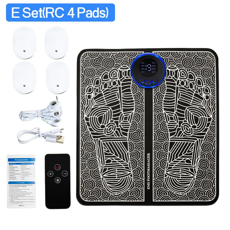 MERALL EMS Foot Massager Pad — Portable Rechargeable Acupoint Stimulator, 8 Modes & 19 Intensity Levels for Improved Circulation and Muscle Relief