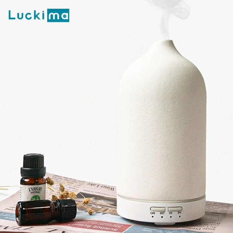 Ceramic Ultrasonic Aromatherapy Diffuser - Cool Mist Humidifier with Timer, Night Light & Auto-Off