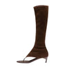 Pinch Toe Knee-High Stretch Boots for Women – Slim Kitten Heel 7 cm (2.8 in), Zip Closure, Elastic Microfiber Upper