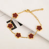 Adjustable Gold-Plated 316L Stainless Steel Clover Flower Bracelet — Five-Leaf Petal Charm for Women, Hypoallergenic Gift