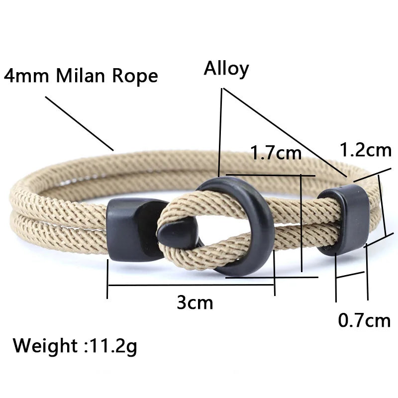 Men's Double-Layer Paracord Rope Bracelet – Outdoor Survival Camping Bracelet with Easy-Hook Clasp