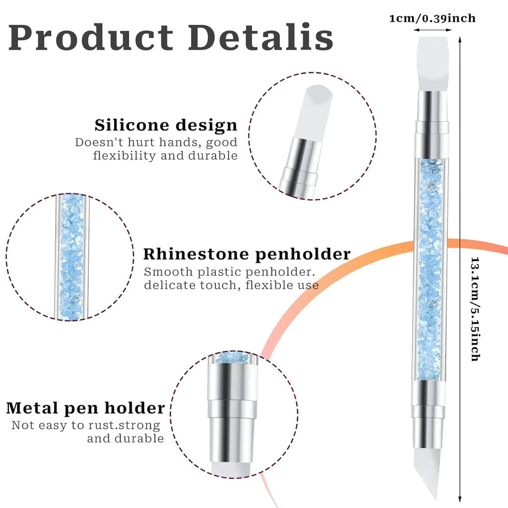 36-Piece Nail Art Brush Set + 5-Piece Silicone Tools — Fine Liner, Striping, Dotting & 3D Gel Acrylic Design Brushes for Home Use