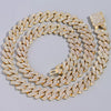 14mm Iced Out Prong Cuban Link Chain Necklace 2-Row Rhinestone Pave Miami Hip Hop Unisex