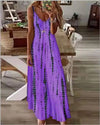 Plus Size Tie-Dye Print Summer Sundress Flared Hem Spaghetti Strap Dress