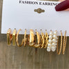 24-Pair Women's Gold Earring Set — Boho Vintage Pearl & Geometric Hoops Gift Set